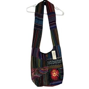 Kathmandu NWT Boho Patchwork Multi-Color Sun Crossbody Shoulder‎ Bag Hippie Chic